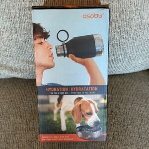 Asobu Dog Bowl 12oz Insulated Water Bottle 37oz Detachable Bowl Base NIB Travel